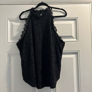 Black Lace High Neck Top